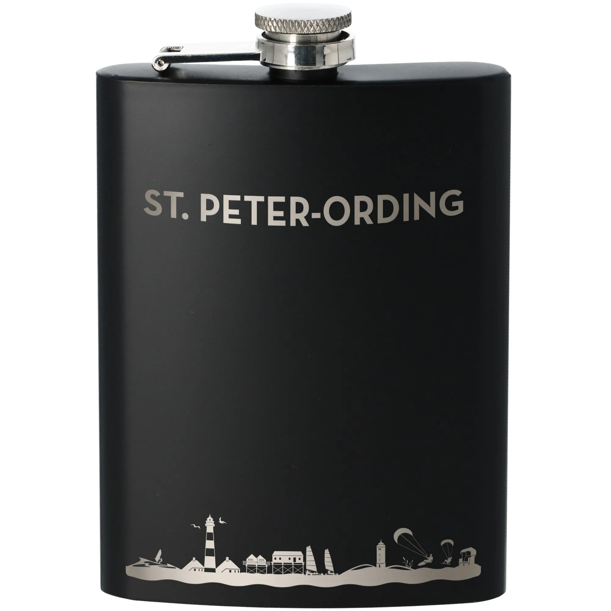 Flachmann Skyline St. Peter-Ording Schwarz 225ml