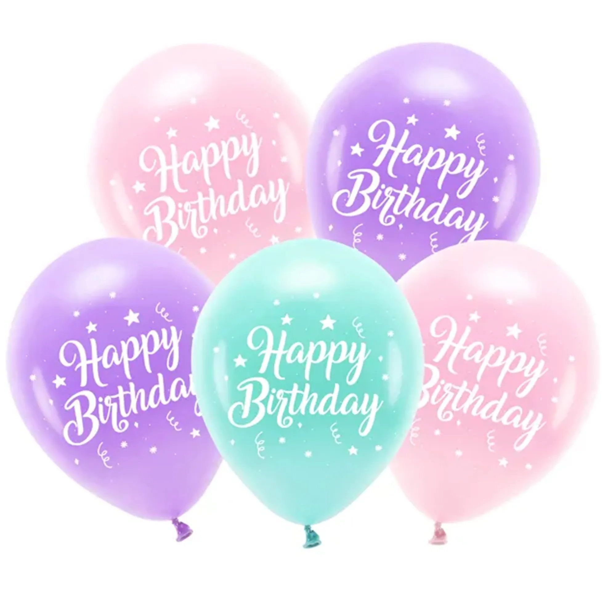 5 Latexballons im Set "Happy Birthday" Pink