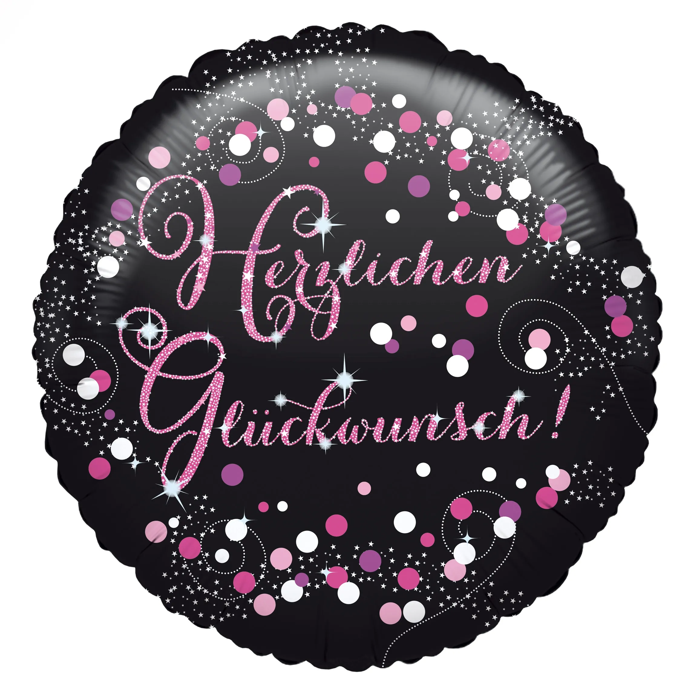 Folienballon Holographic Herzlichen Glückwunsch Pink 45cm