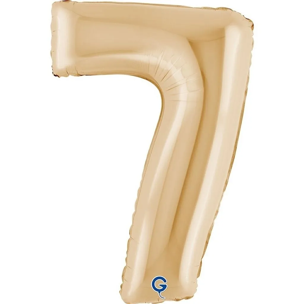 Folienballon Zahl 7 Champagner Gold 100cm