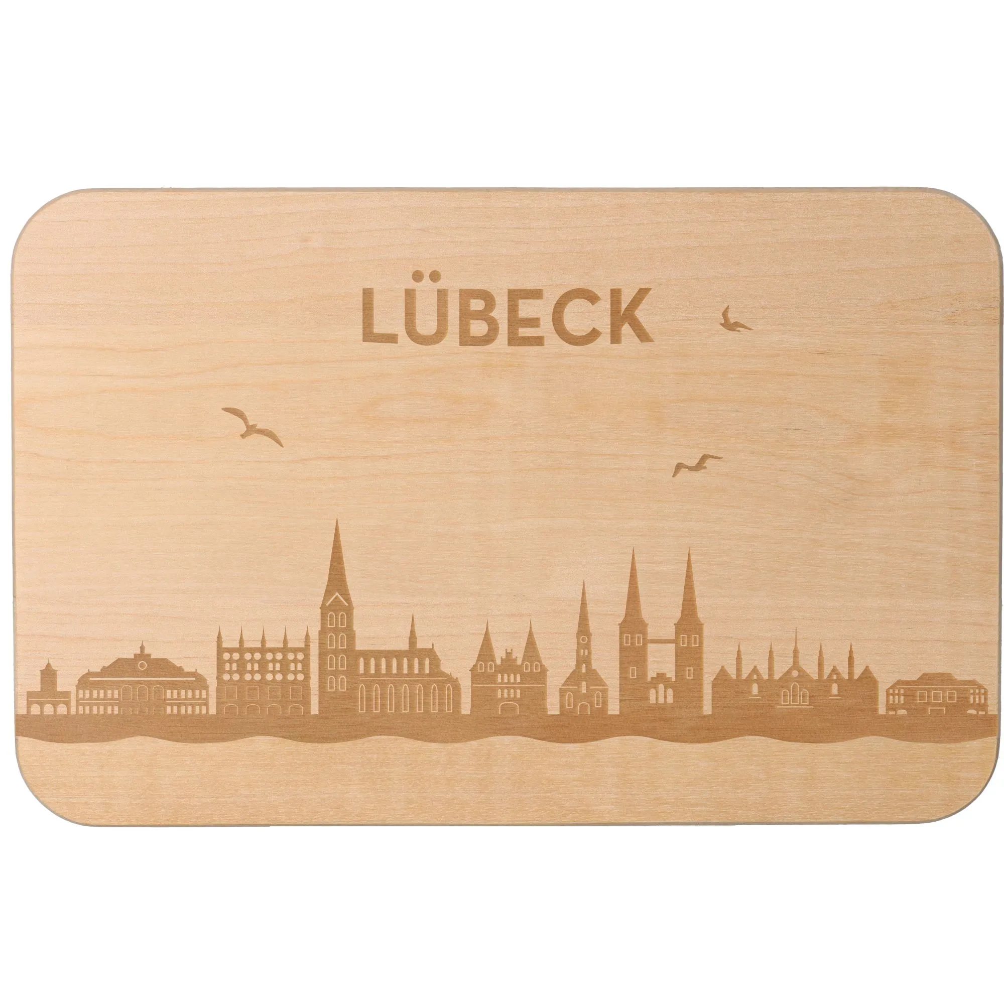 Frühstücksbrett Skyline Lübeck 23cm x 15cm x 1cm