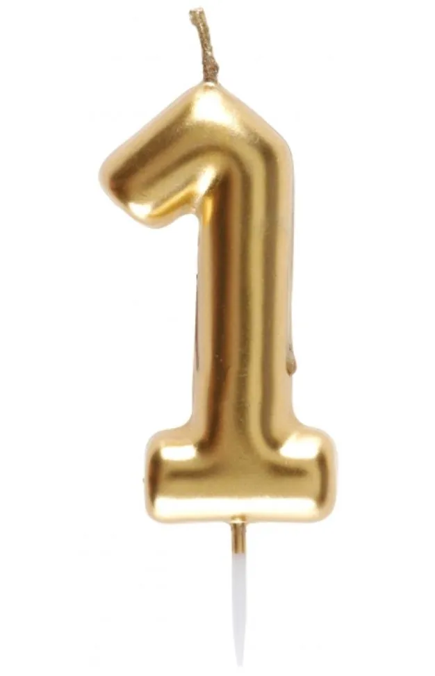 Zahlenkerze "1", Gold