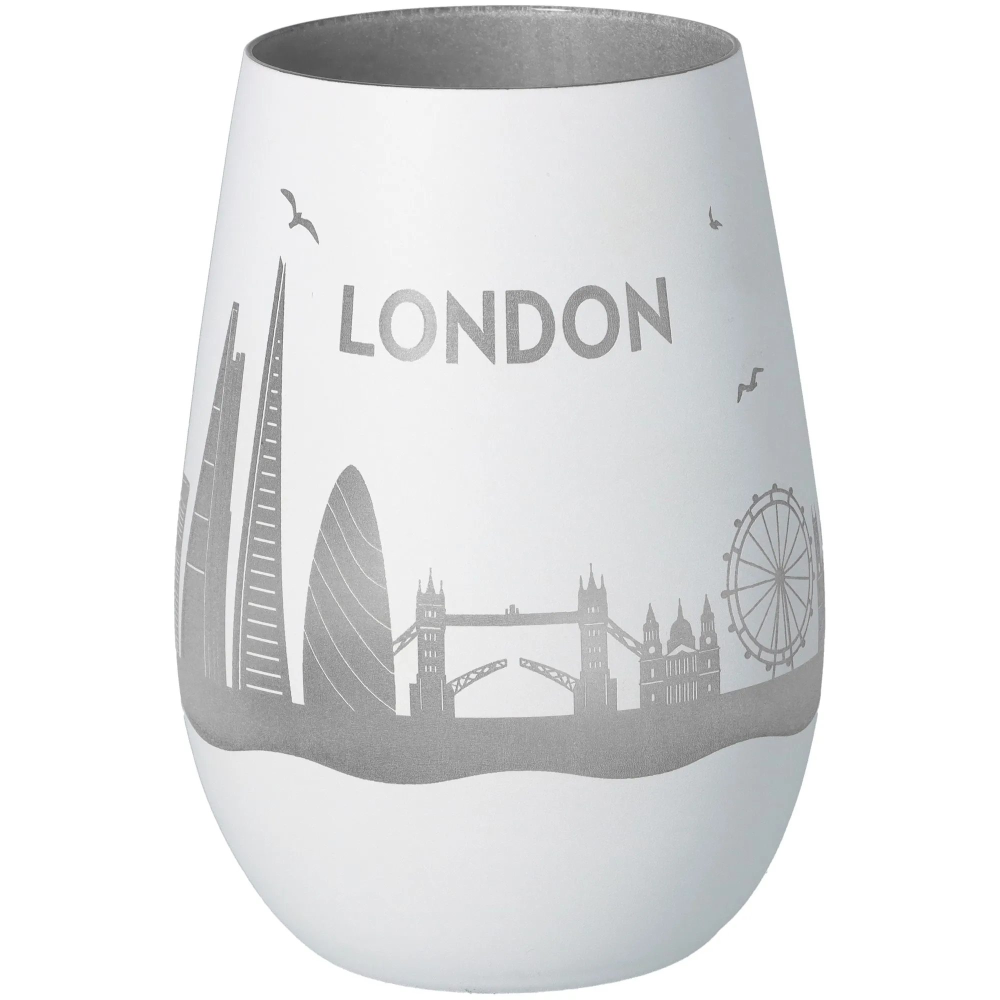 Windlicht Skyline London Weiß/Silber