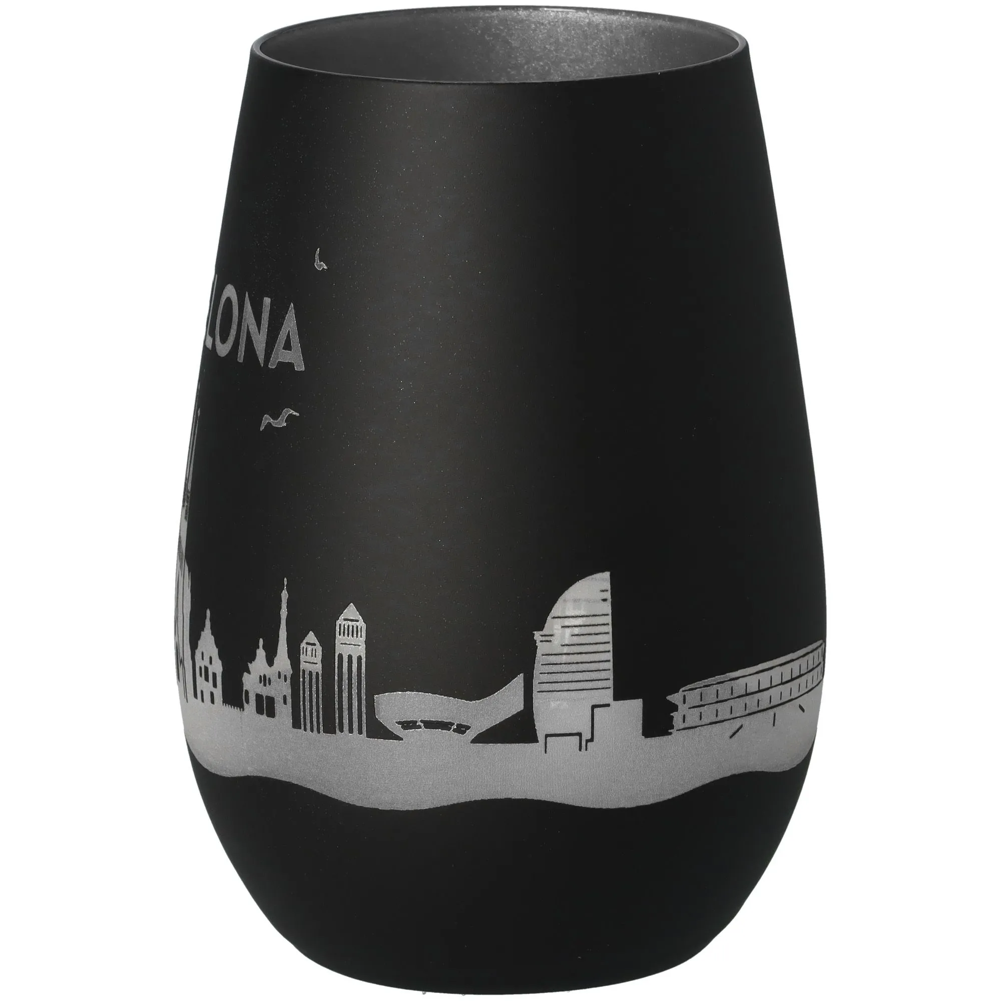 Windlicht Skyline Barcelona Schwarz/Silber