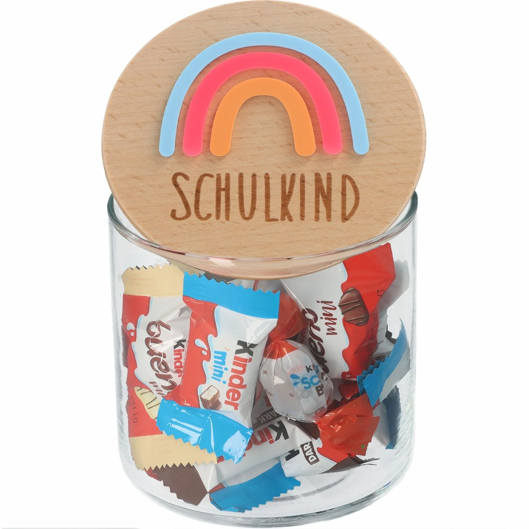 kindersnacks, bonbons, glasdose, süßigkeiten, regenbogendeko