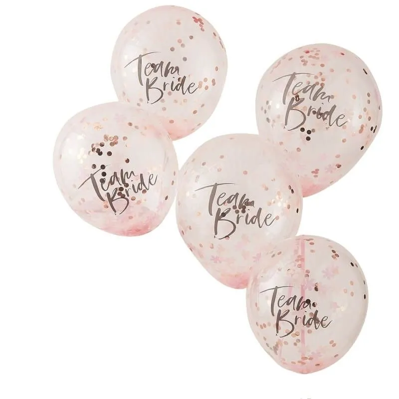 Latexballons Ginger Ray Team Bride Konfetti  Rosé Gold  5 Stück, Ø 30cm