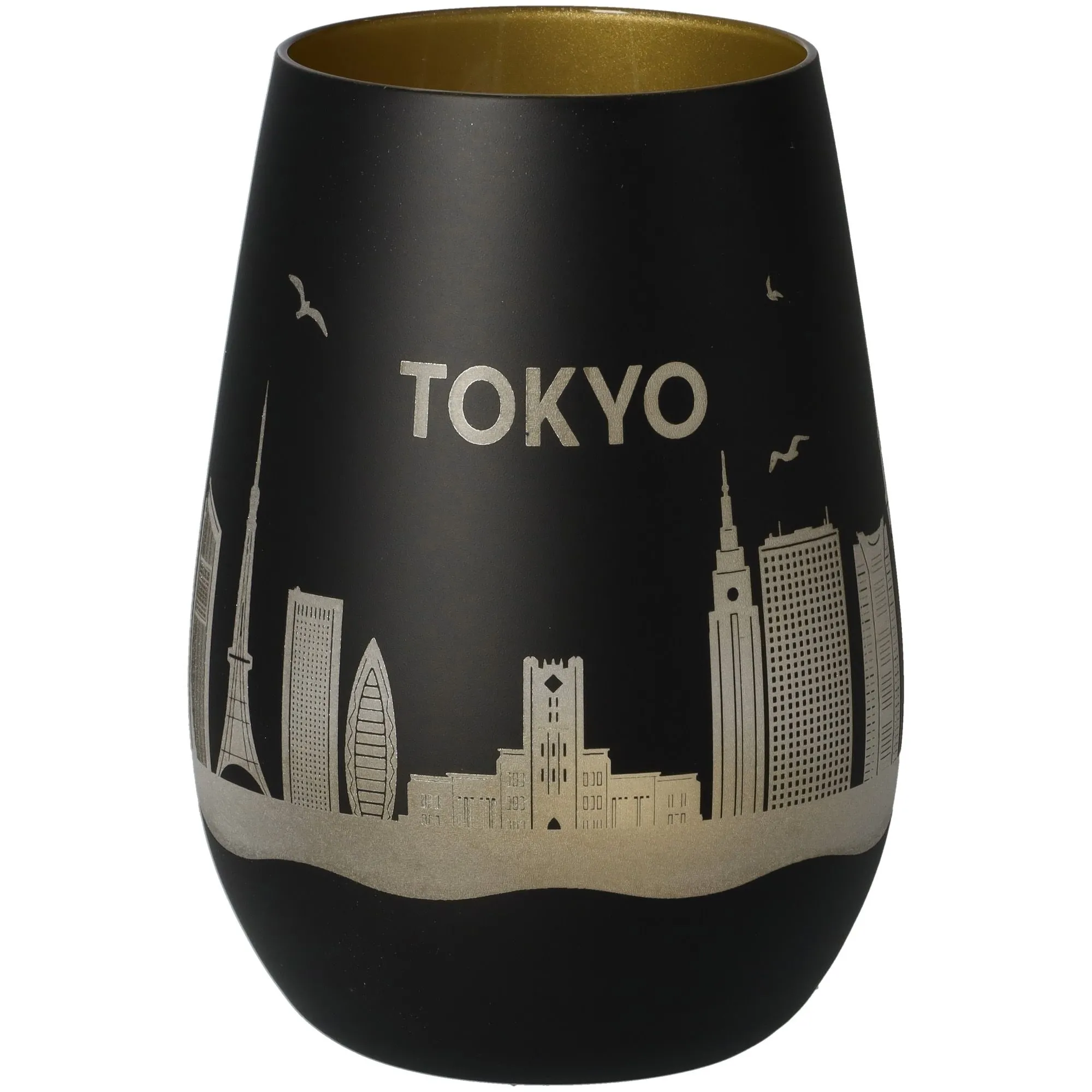 Vase, Schwarz, Metallisch, Stadtlandschaft, Tokio