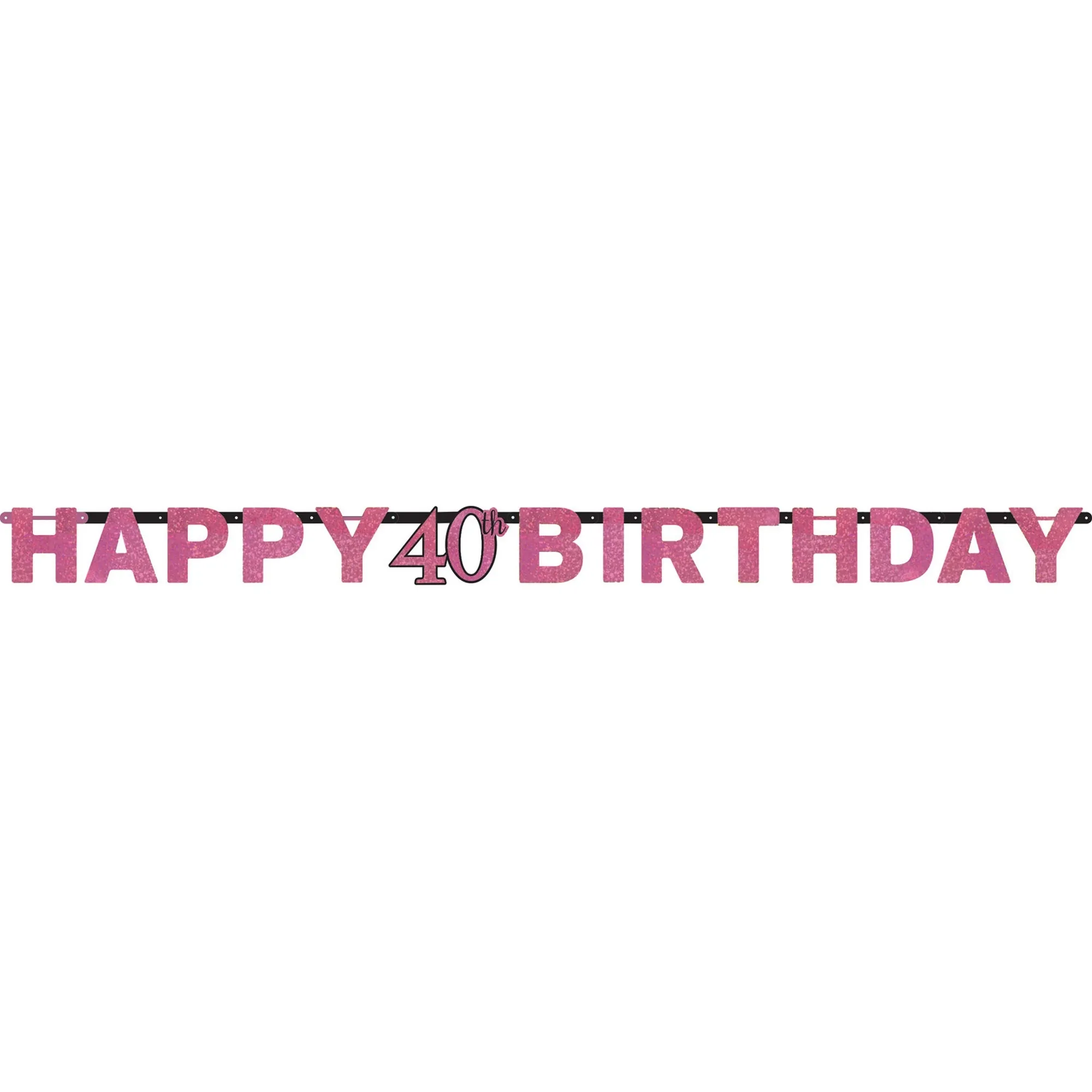 Girlande "Happy Birthday 40 Holo" Pink