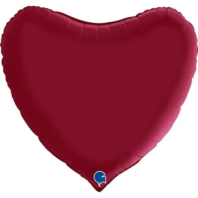 Folienballon "Herz" Satin Kirschrot, 90cm