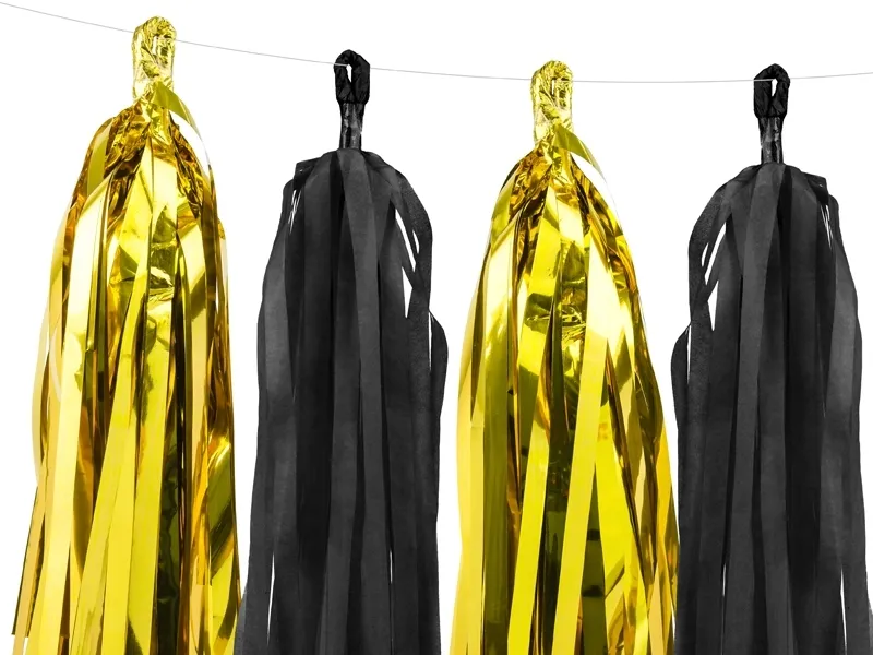 Tasselgirlande Schwarz & Gold