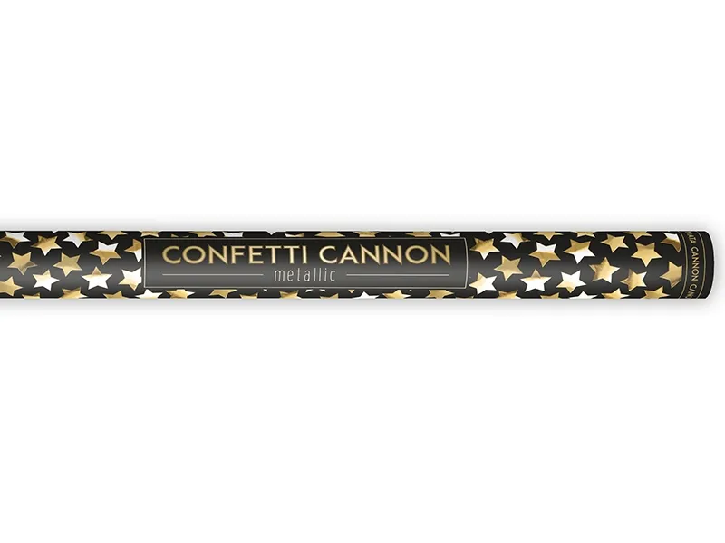 Konfetti Kanone mit goldenen Sternen, 80cm