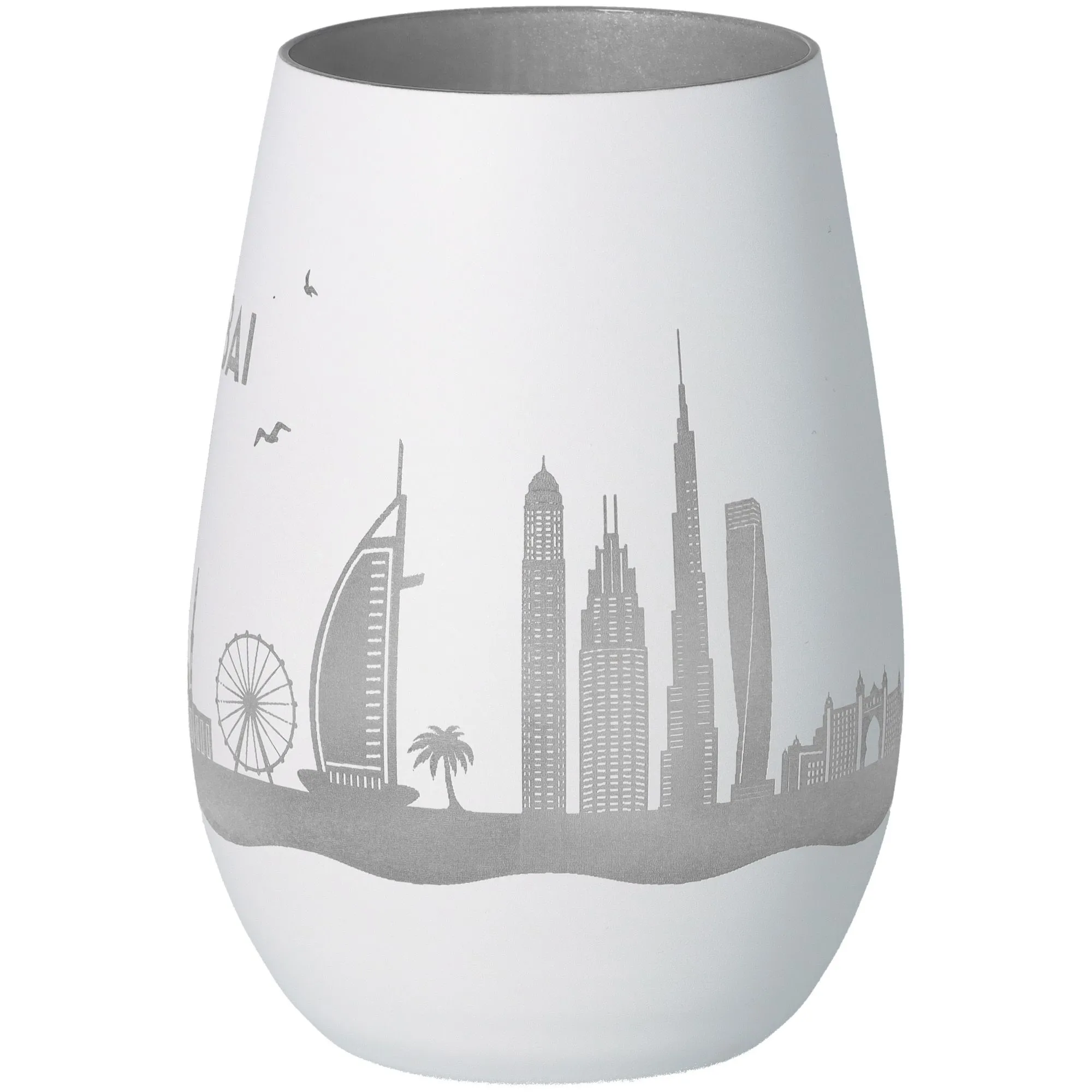 Windlicht Skyline Dubai Weiß/Silber