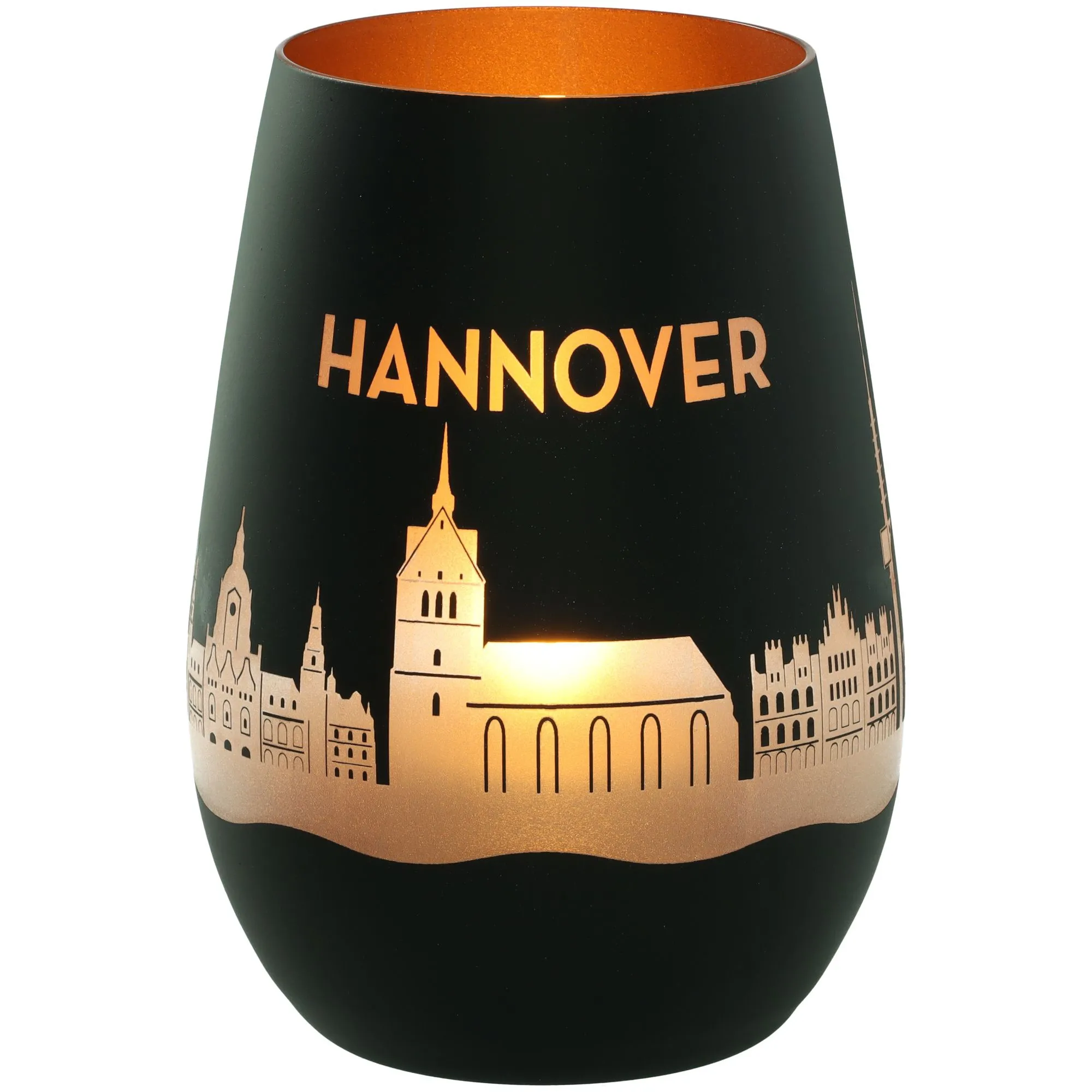 Windlicht Skyline Hannover Schwarz/Bronze