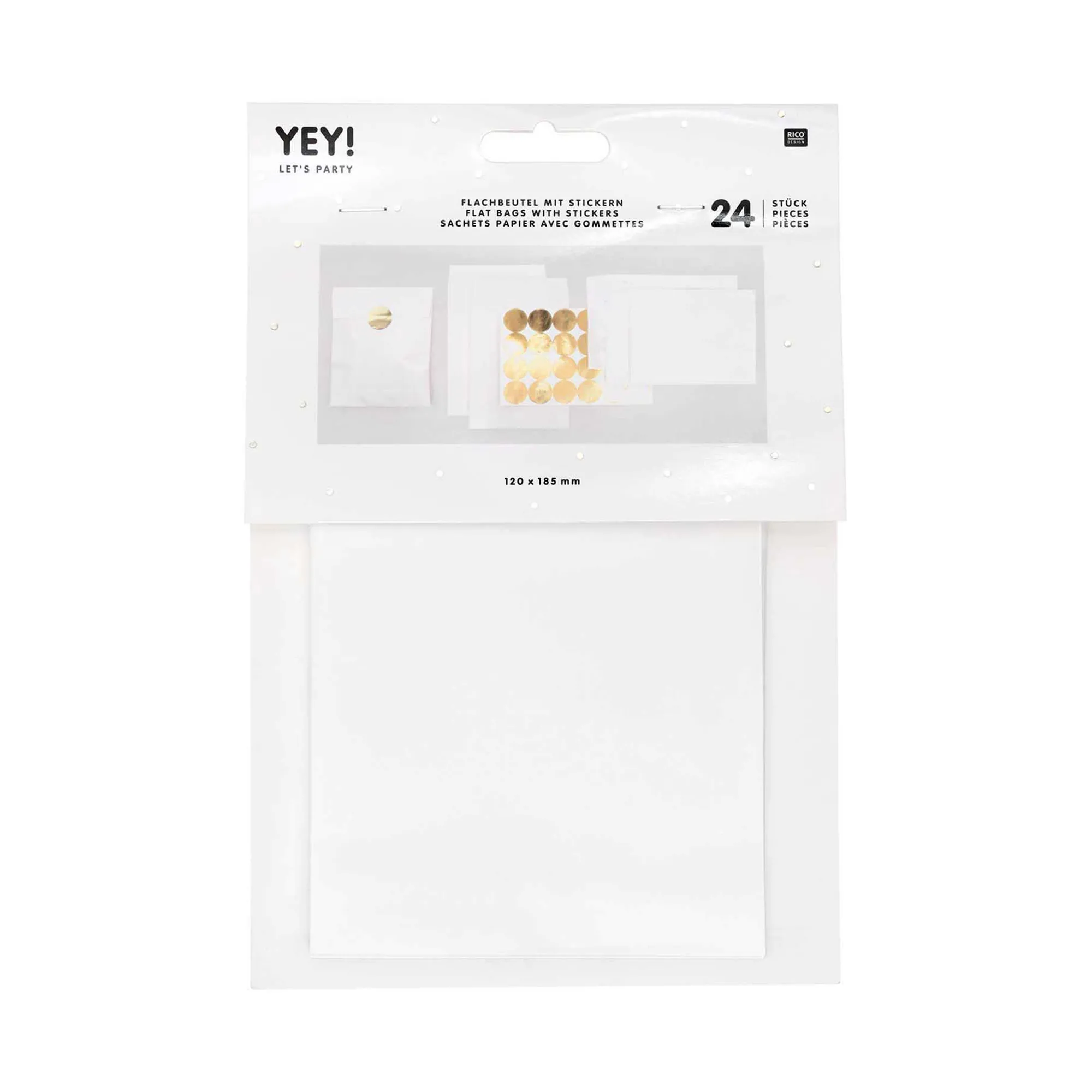 24 kleine Geschenktüten Flachbeutel mit Stickern, Weiß