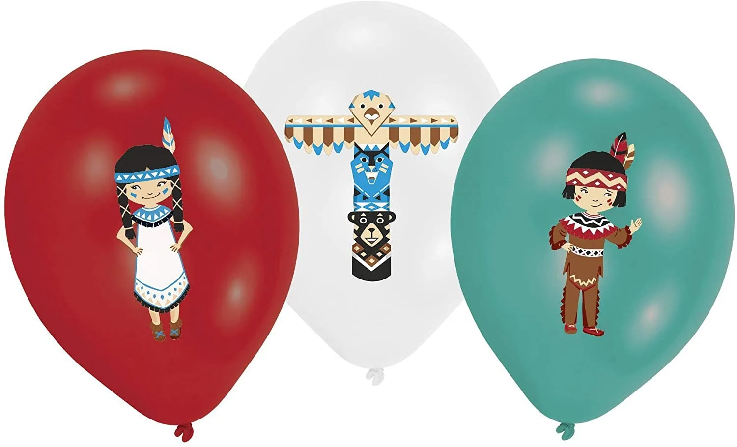 Westernparty – 6 Latexballons mit Cowboy- und Totem-Motiv