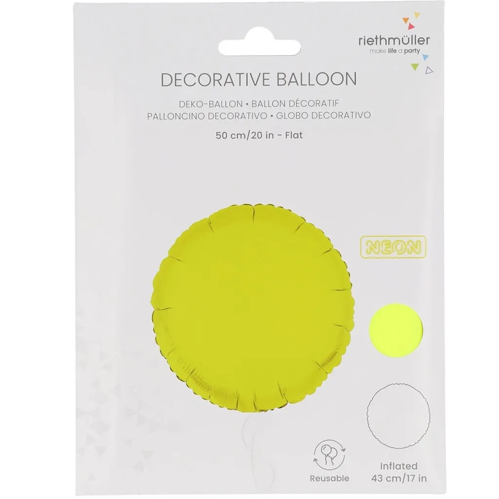 Folienballon Rund Neon Gelb 45cm