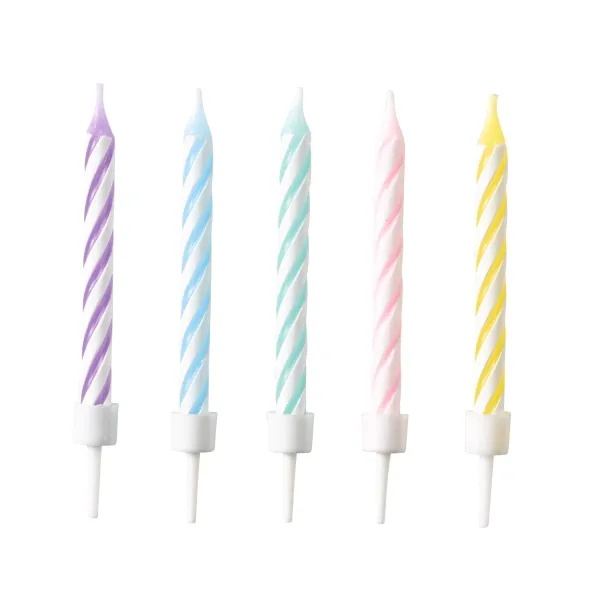 10 Spiralkerzen Pastell Regenbogen