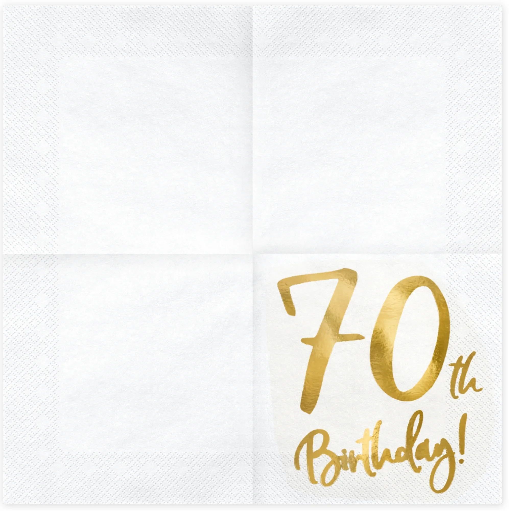 20 Servietten - 70th Birthday - Weiß / Gold
