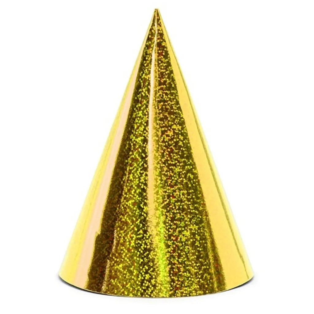 6 Partyhütchen Holographic Gold