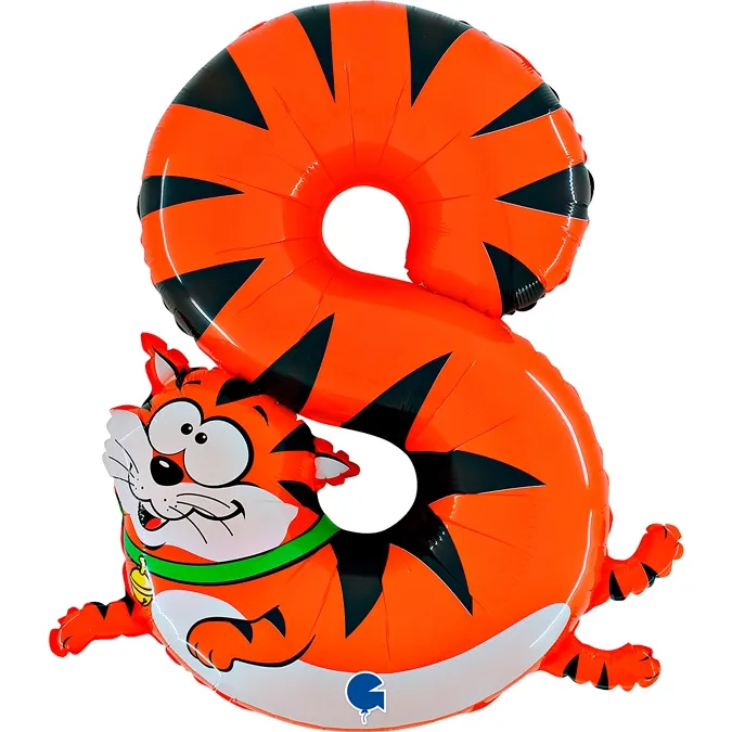 Folienballon Zahl 8 Katze 100cm
