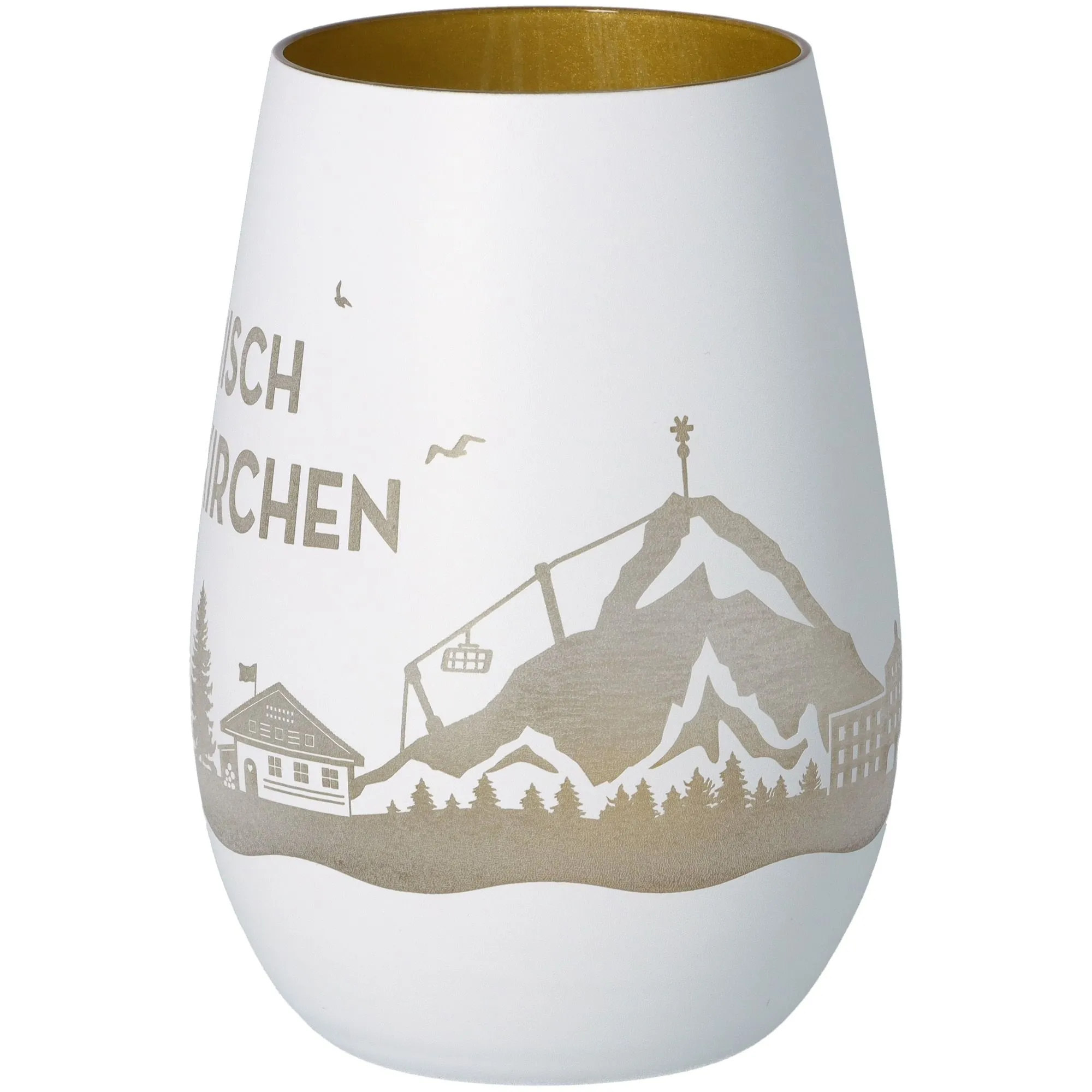 Windlicht Skyline Garmisch-Partenkirchen Weiß/Gold
