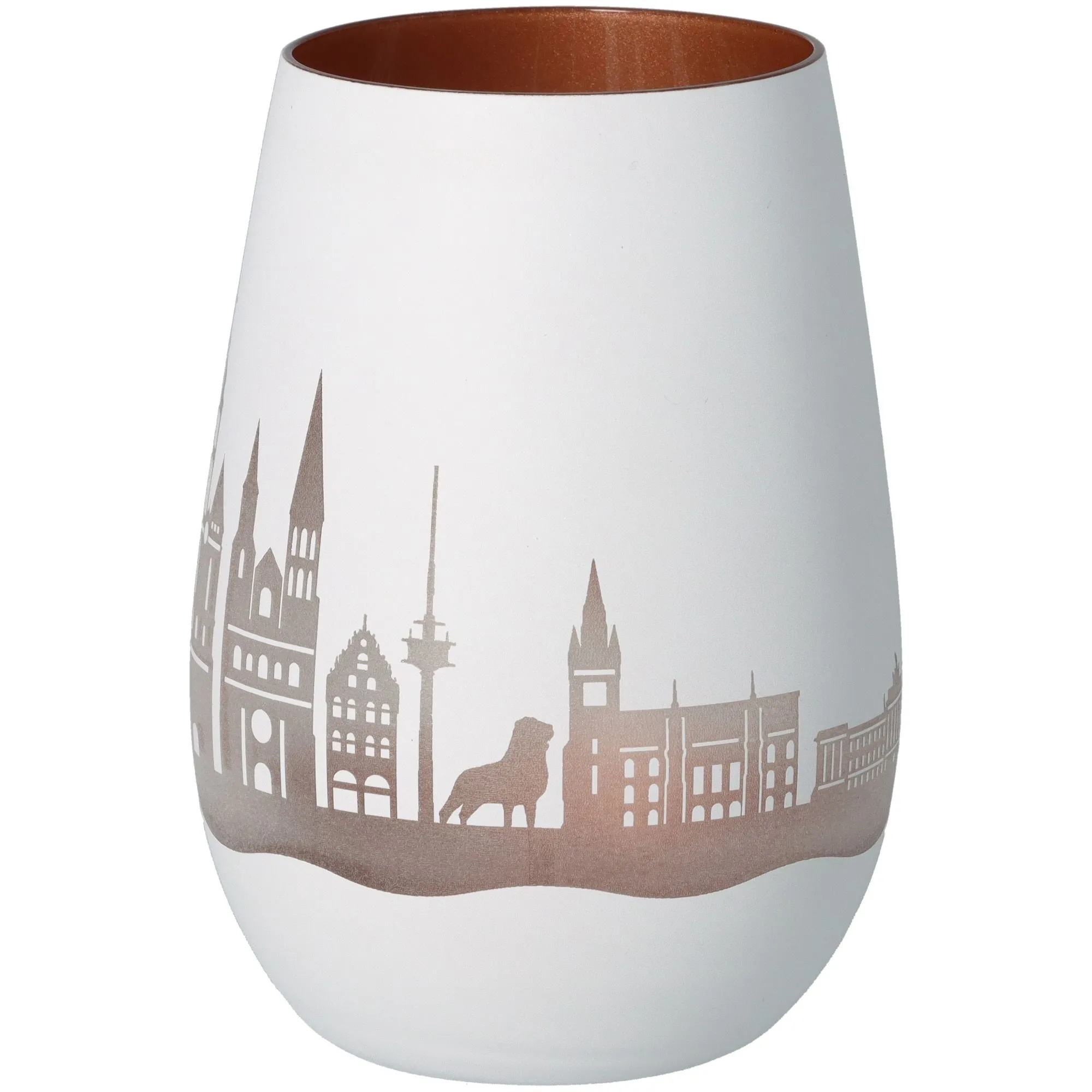 Vase, Porzellan, Weiß, Stadt-Silhouette, Kante