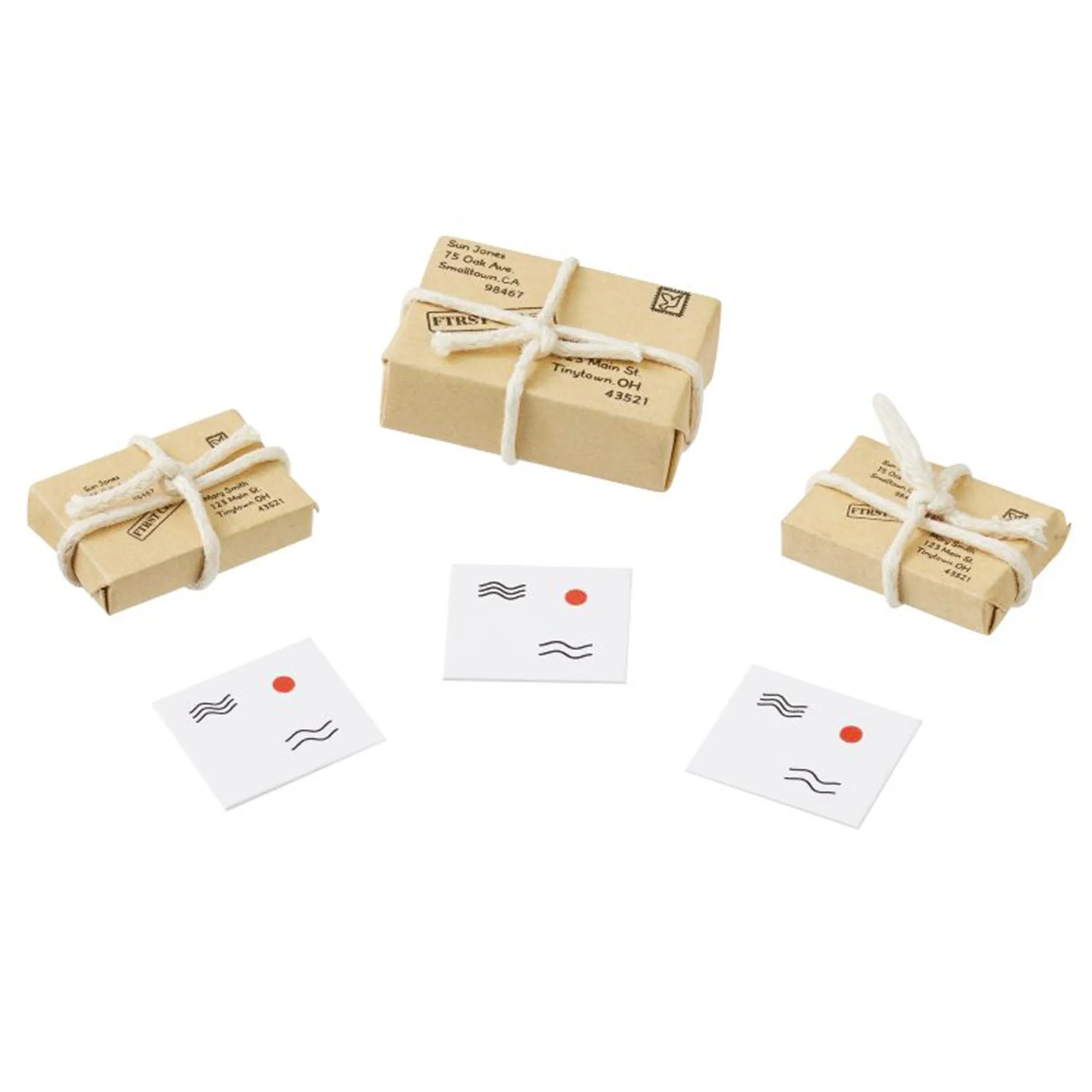 Miniatur "Päckchen-Briefe-Set" für die Wichteltür
