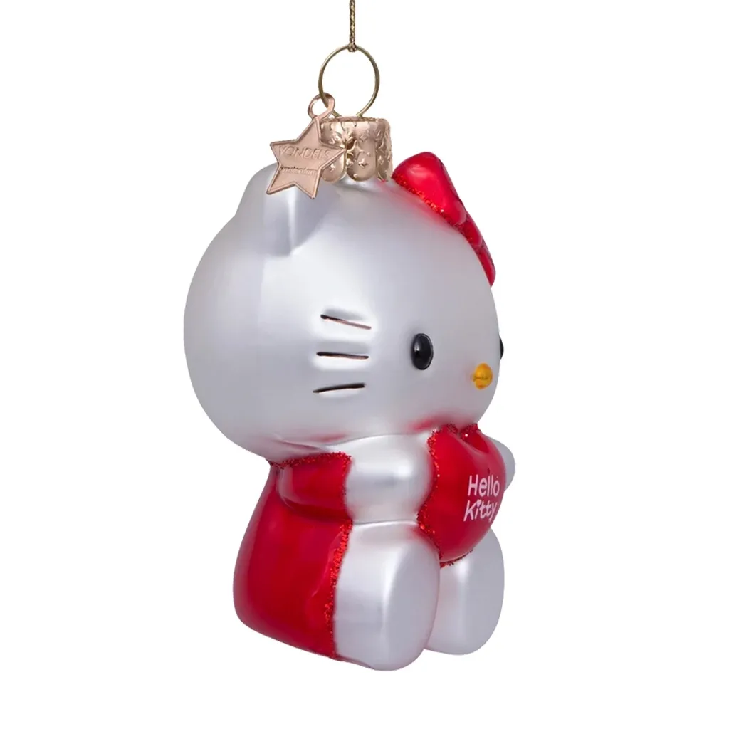 Hello Kitty Anhänger, Weihnachtsdeko, Plüschanhänger, rot weiß, figurchen