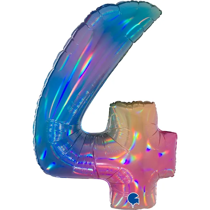 Folienballon Zahl 4 Regenbogen 100cm