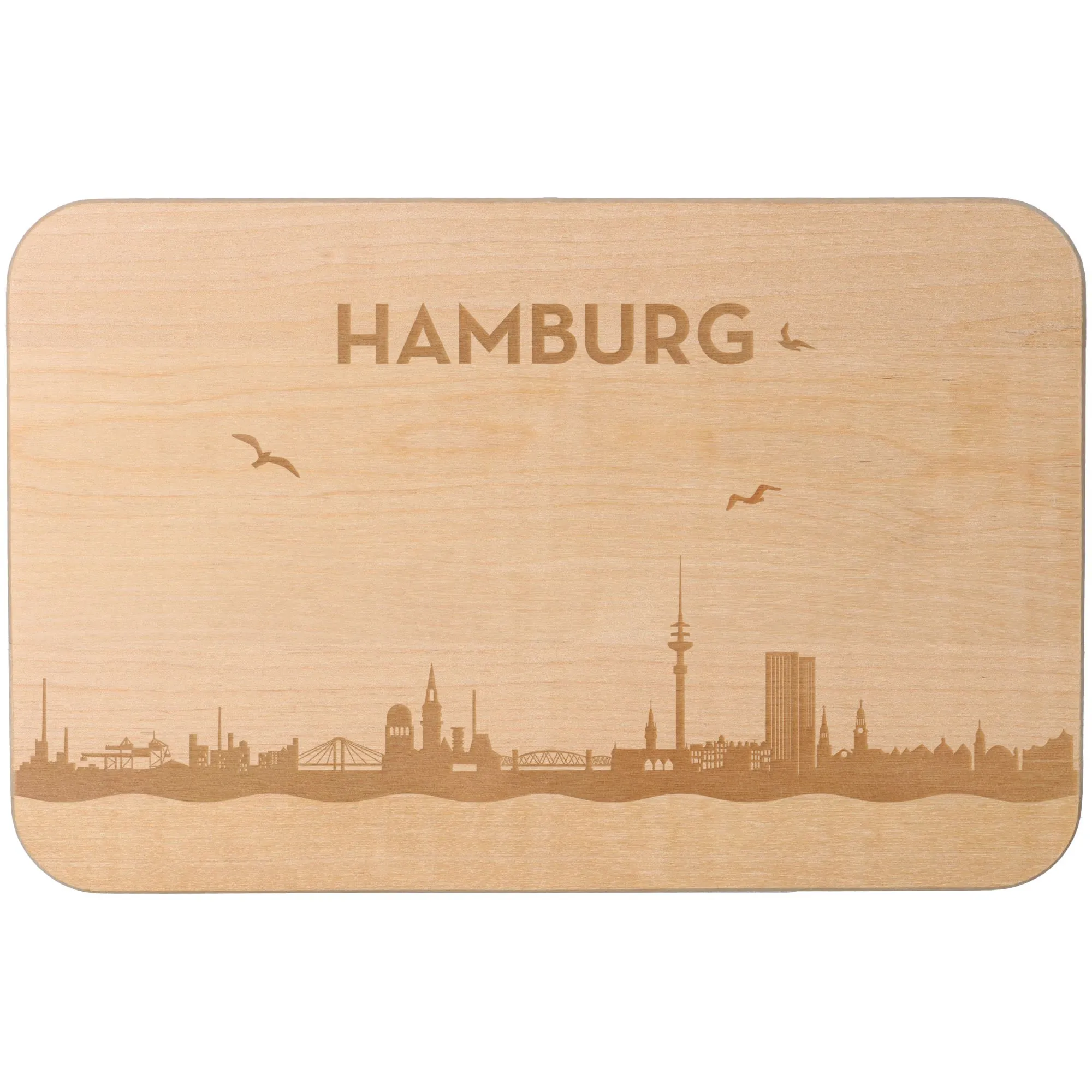Frühstücksbrett Skyline Hamburg 23cm x 15cm x 1cm