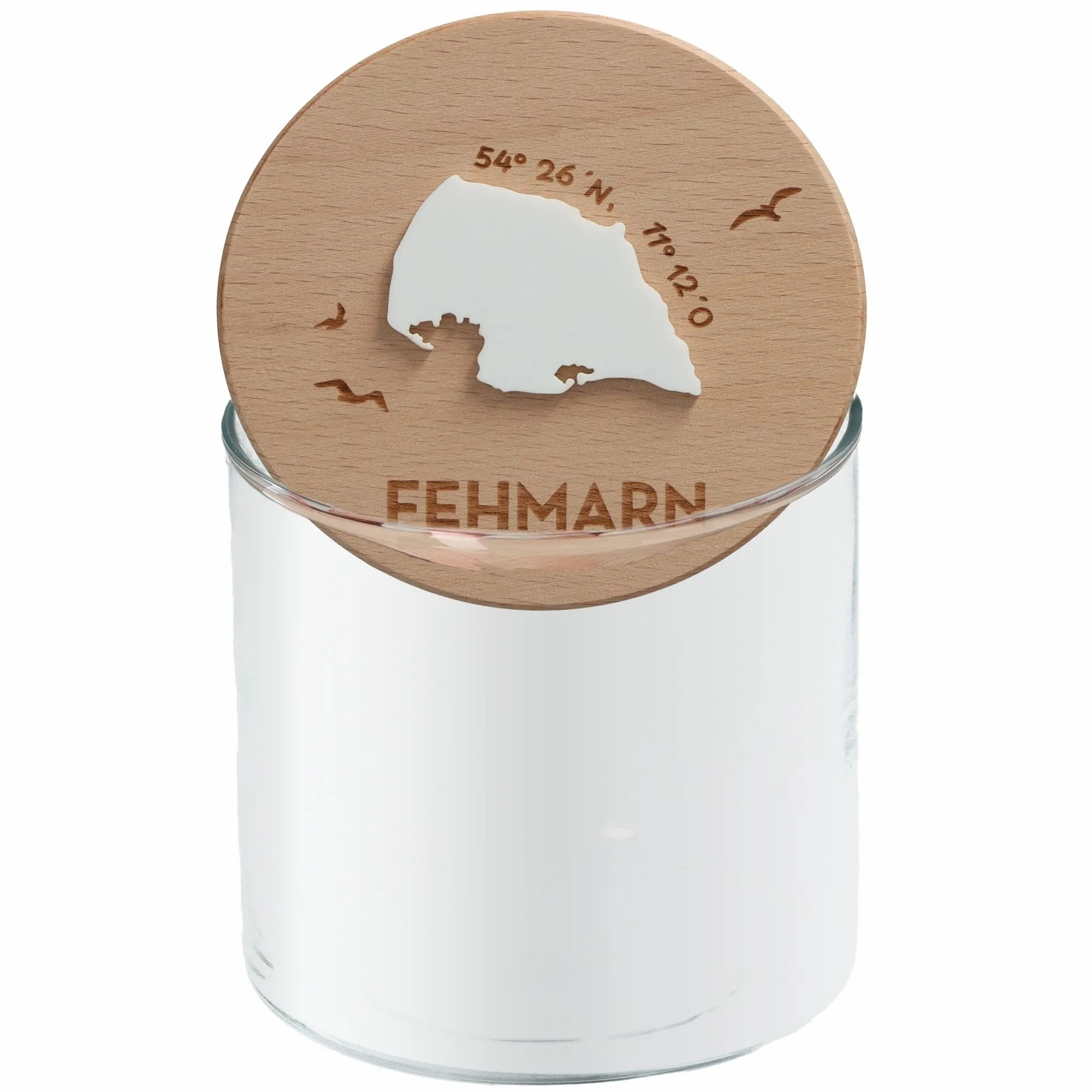 Geschenkglas Skyline "Fehmarn Silhouette" Weiß 530 ml