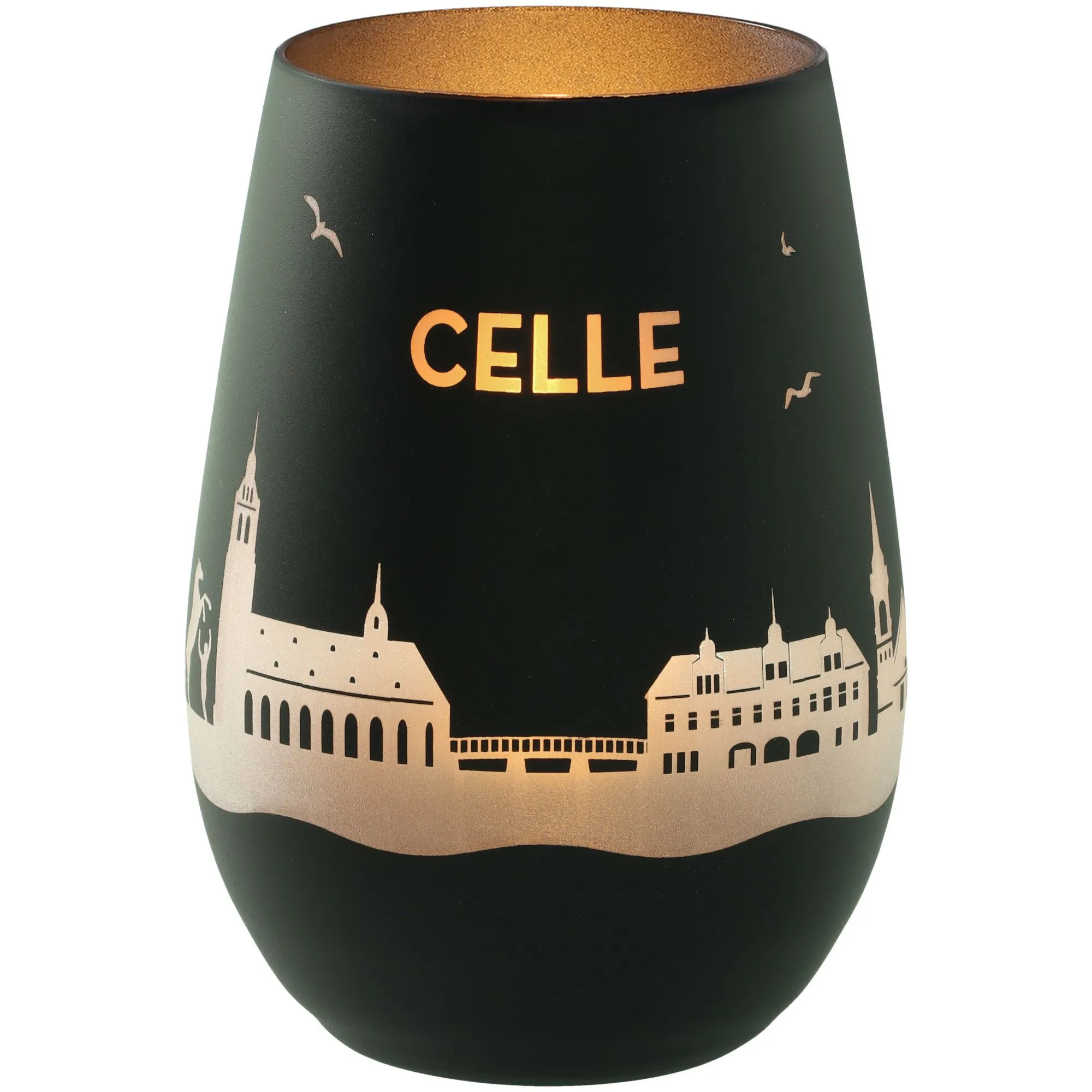 Windlicht Skyline Celle Schwarz/Silber
