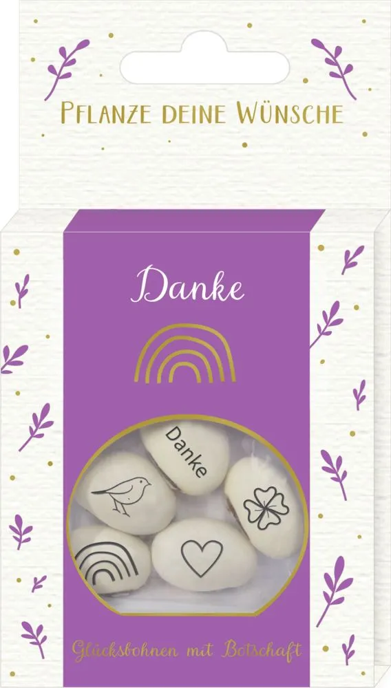 Glücksbohnen mit Botschaft "Danke"