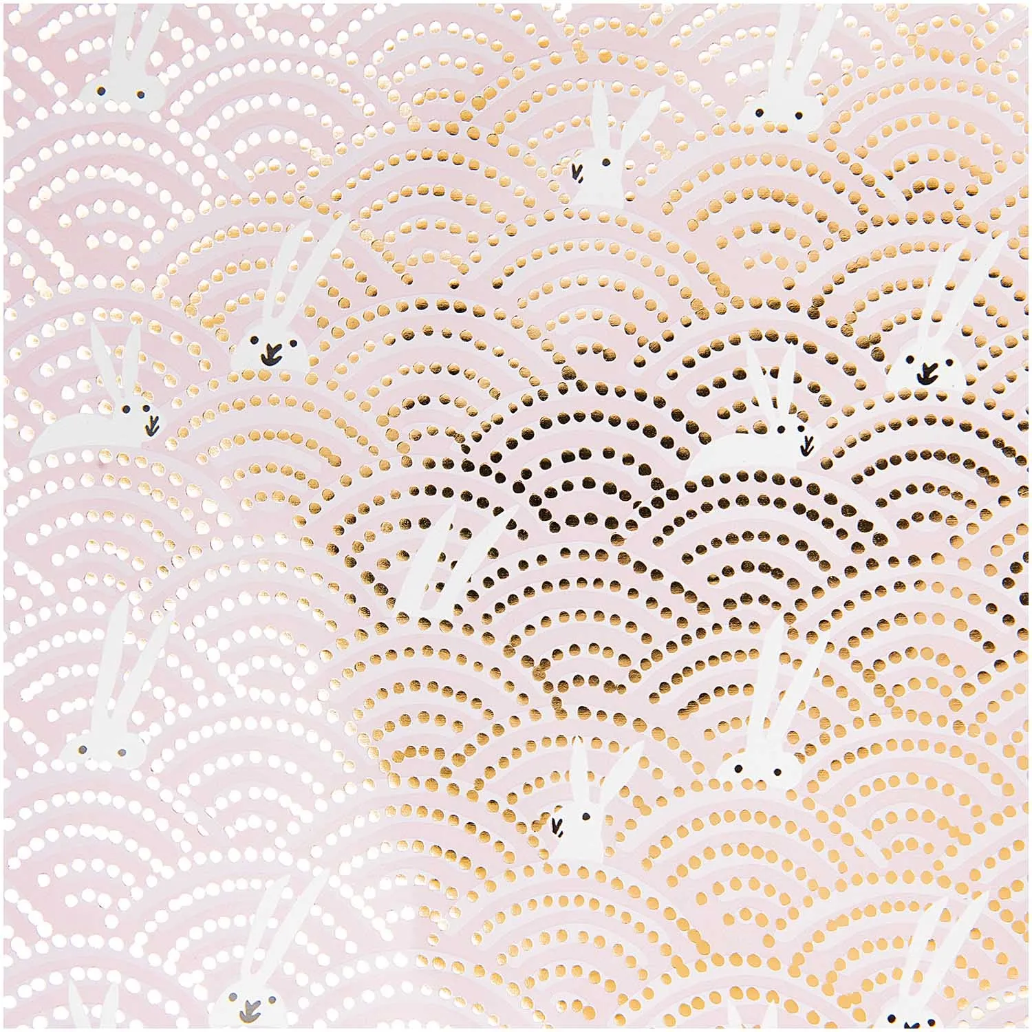 Geschenkpapier auf Rolle, "Hase"- Rosa/Gold 2m