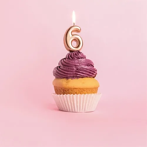 Cupcake, Lila Glasur, Vanille Cupcake, Geburtstagskerze, 6. Geburtstag