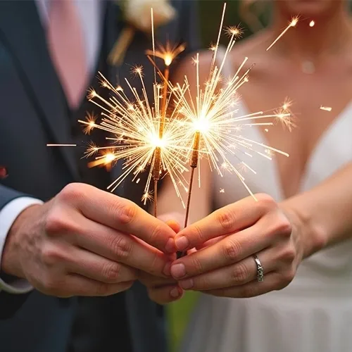 Sparklers, Feuerwerk, Hochzeit, Hände, Ringe