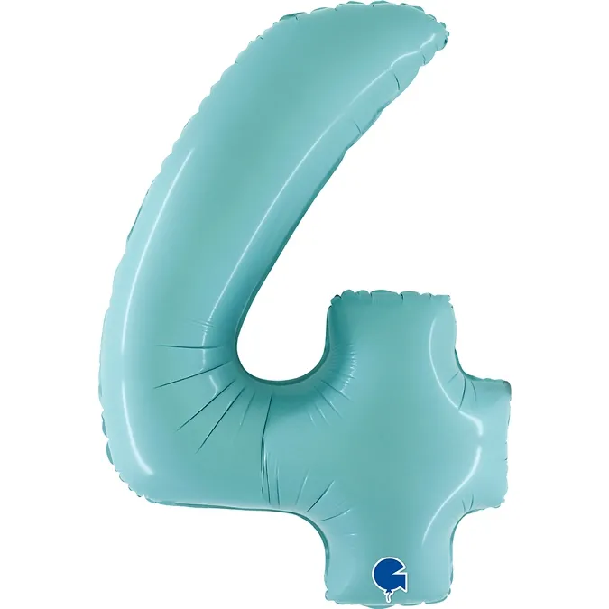 Folienballon Zahl 4 Pastell Türkis 100cm