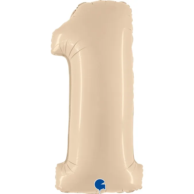 Folienballon Zahl 1 Satin Cream 100cm/40"