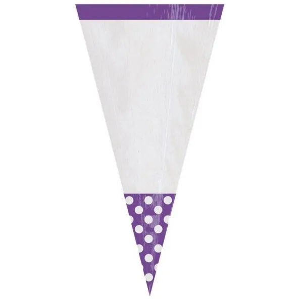 Flieder - 10 Polka Dots Süßigkeiten Spitztüten
