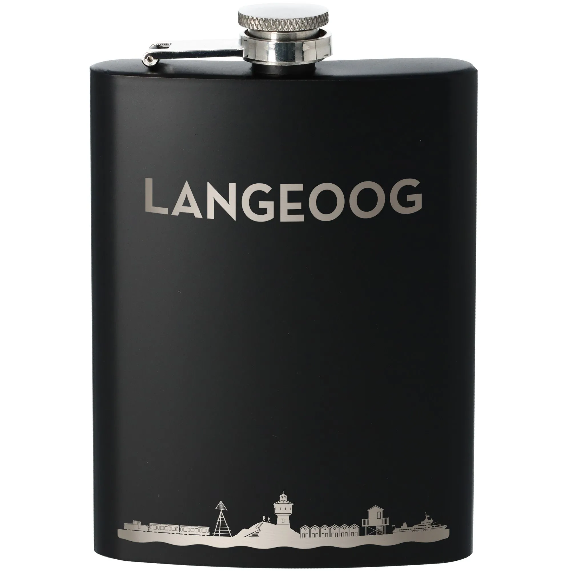 Flachmann Skyline Langeoog Schwarz 225ml