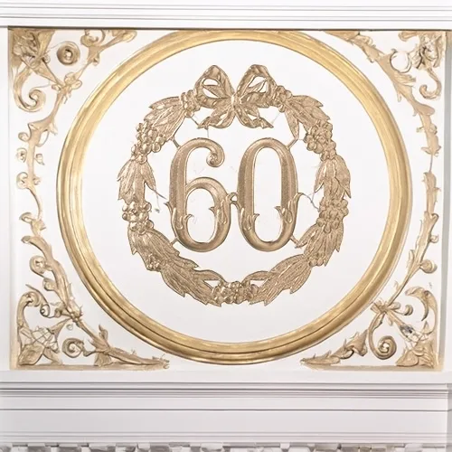 60, gold, decorative, medallion, wreath