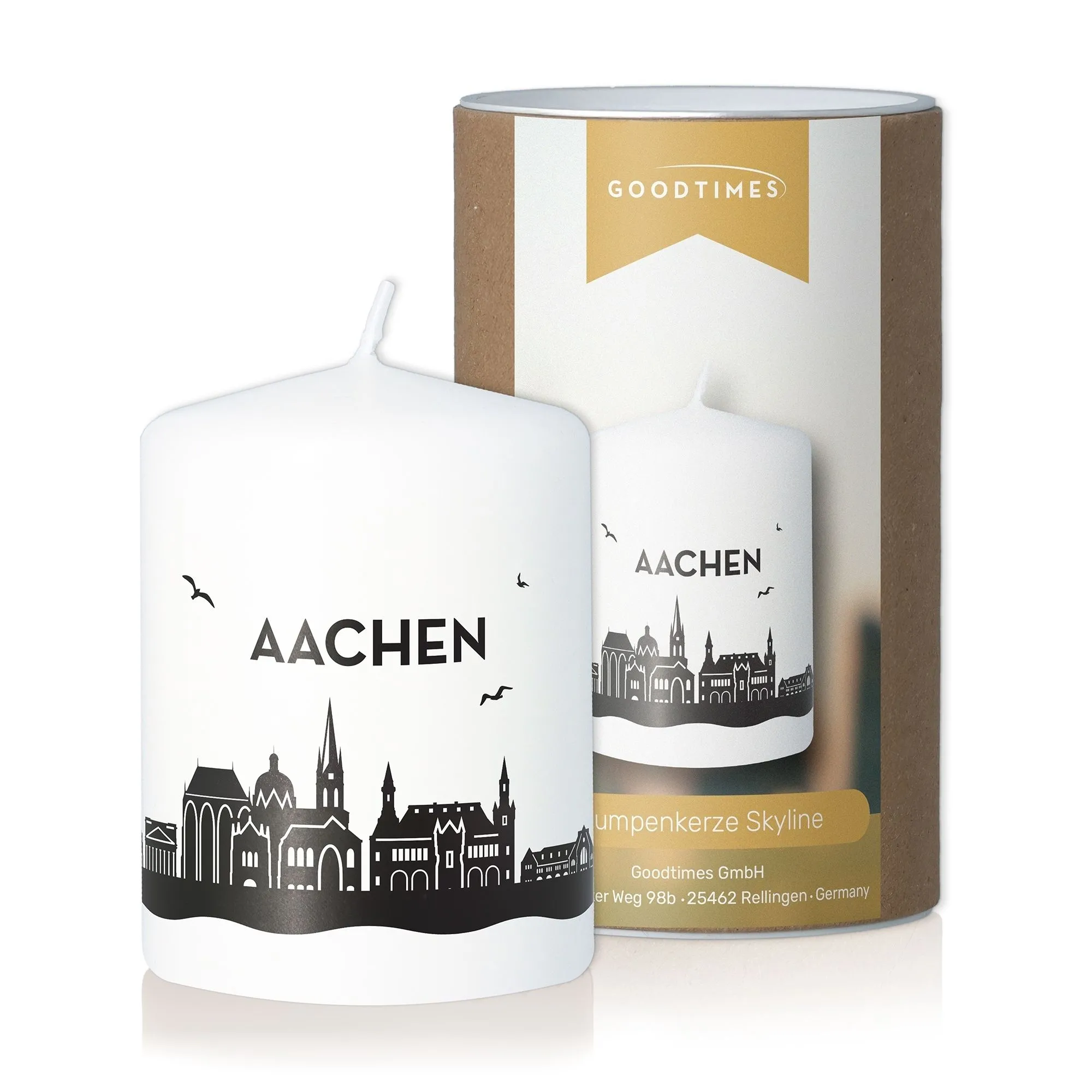 LED-Kerzen, Stumpenkerze, Stadtansicht, AACHEN, Deko-Kerze
