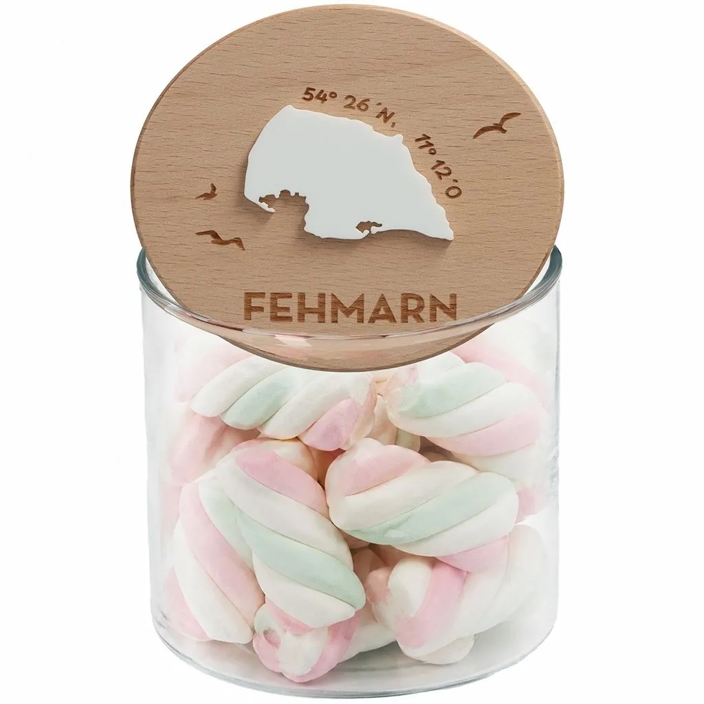 Geschenkglas Skyline "Fehmarn Silhouette" Weiß 530 ml