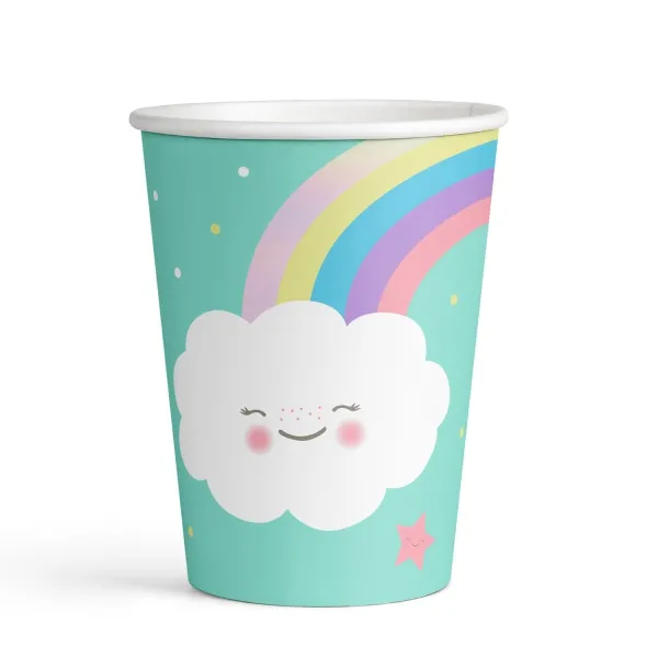 "Regenbogen & Wolke" - 8 Pappbecher