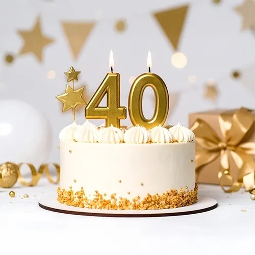Torte, Geburtstagstorte, Goldene Zierde, Zahl Kerzen, Streuung Gold
