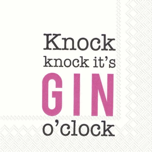 20 Servietten "Knock knock it's Gin o'clock" Pink