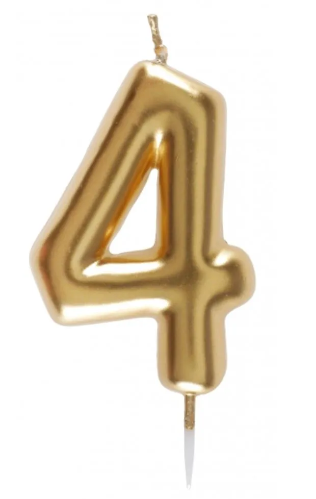 Zahlenkerze "4", Gold
