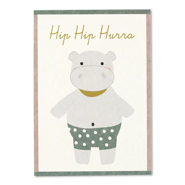 Postkarte Nilpferd "Hip Hip Hurra"