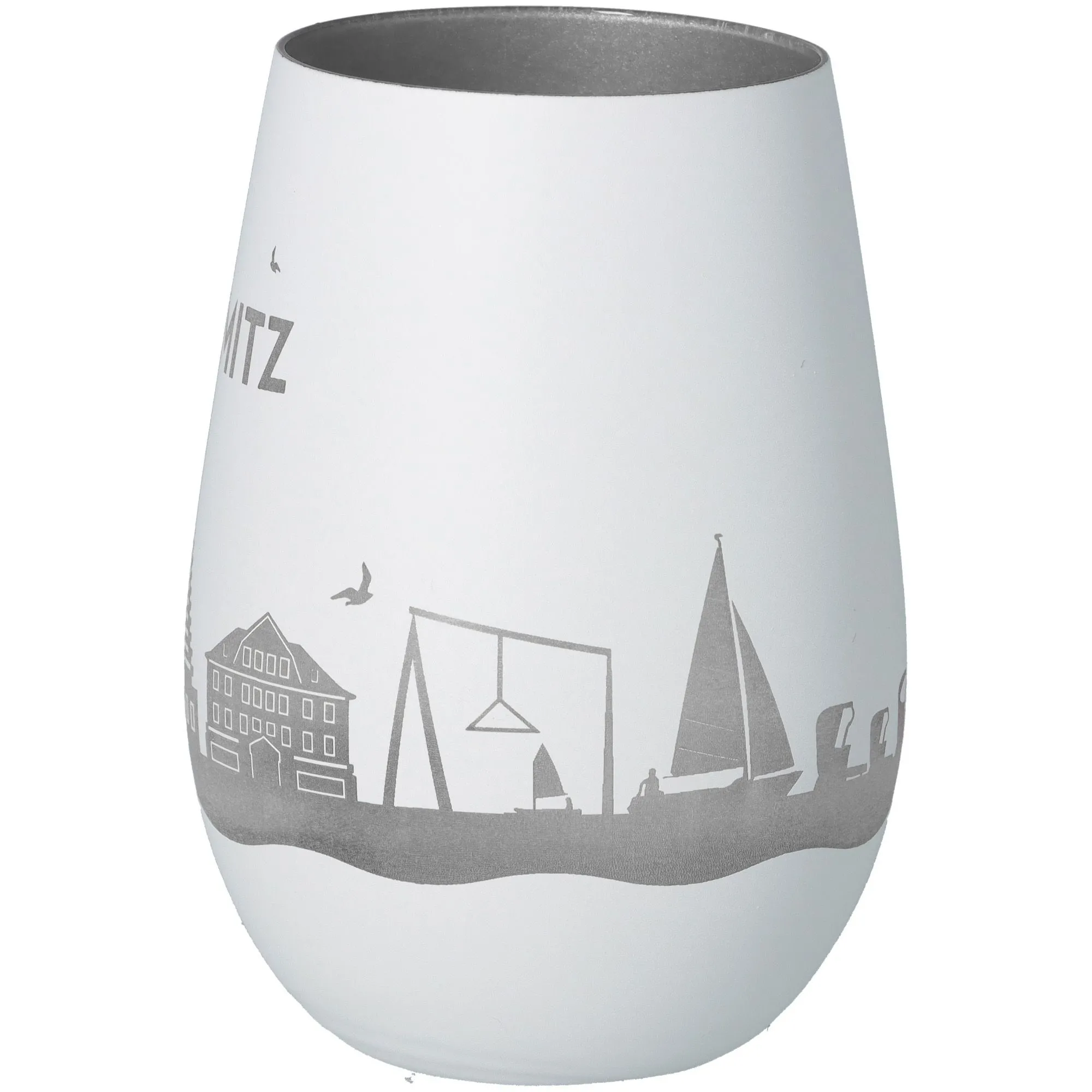 Windlicht Skyline Grömitz Weiß/Silber