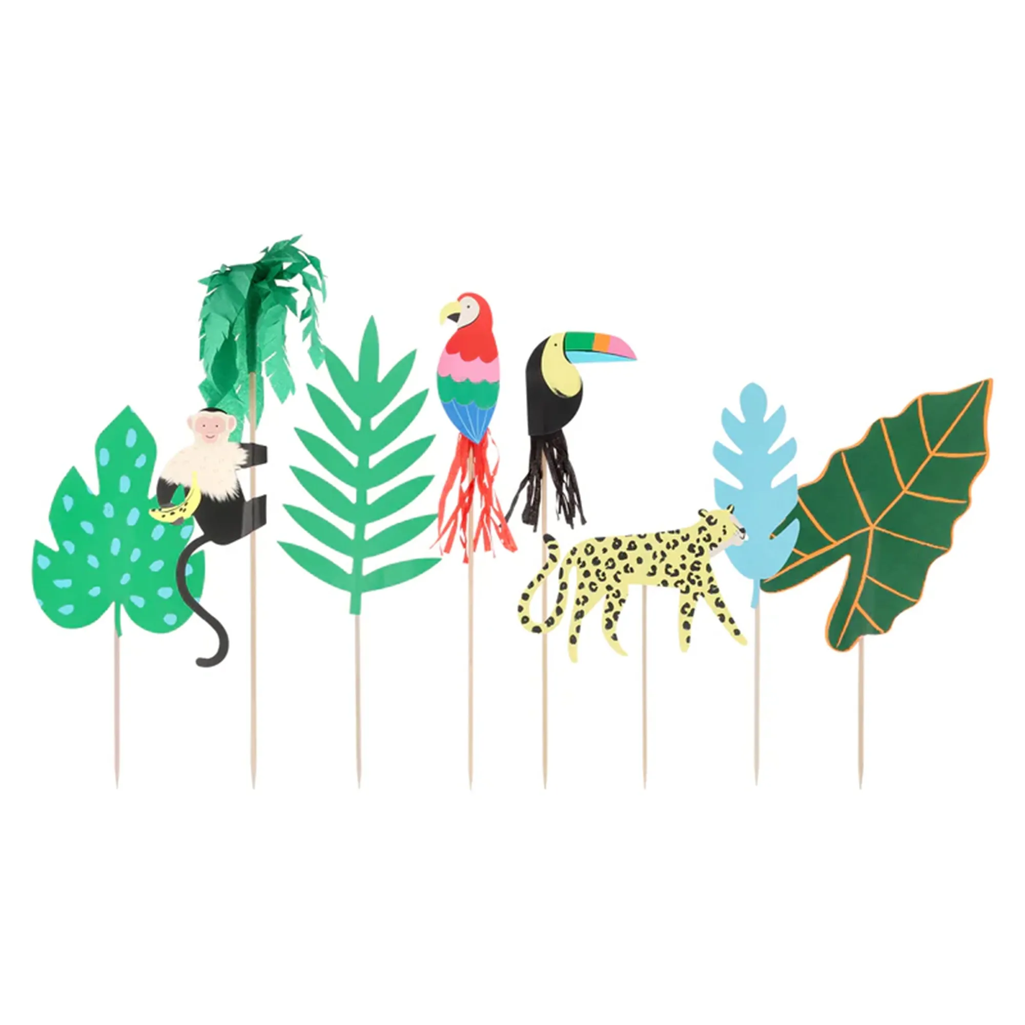 Deko-Staffeleien, Papierfiguren, Tiermotive, Tropische Blätter, Panter?